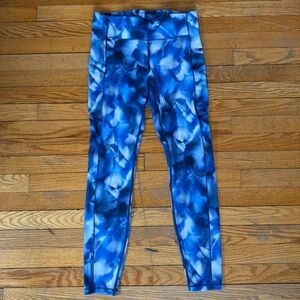 Lululemon Speed Up Blue White Blush Blossom Alpine Patterned Leggings Size 8